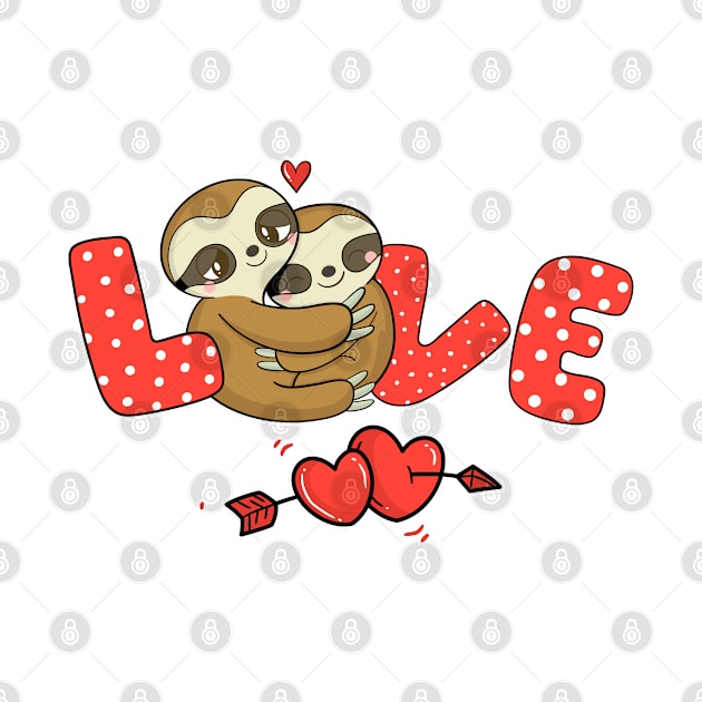 sloth love holding heart Valentines Day Cute Animal Lover by Marcekdesign