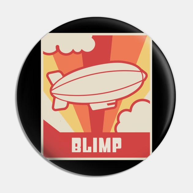 Retro Vintage Dirigible Airship Blimp Pin by MeatMan