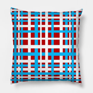 Interlocking Stripes White Red Light Blue Pillow