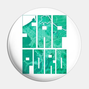 Sapporo, Japan City Map Typography - Watercolor Pin