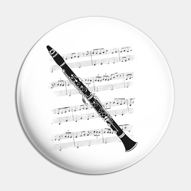 Clarinet Player Clarinetist Woodwind Musician Pin by doodlerob