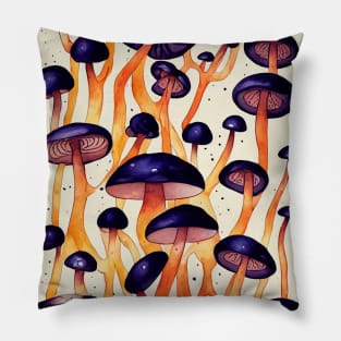 Mushrooms Watercolour Painting Print Pillow