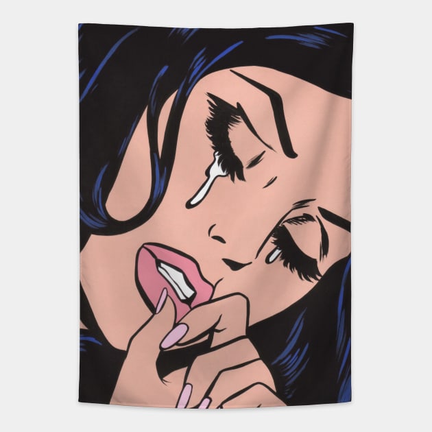 Sad Comic Girl Tapestry by turddemon