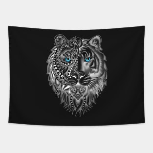 Geometric Tiger (Black) Tapestry