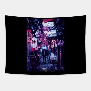 Tokyo Street Neon Synthwave Tapestry