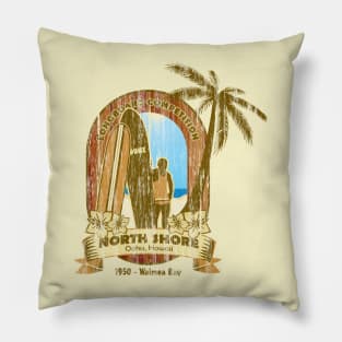 Vintage Waimea Bay Long Board Competition Pillow