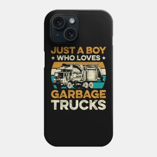 Just A Boy Who Loves Garbage Trucks Vintage Phone Case