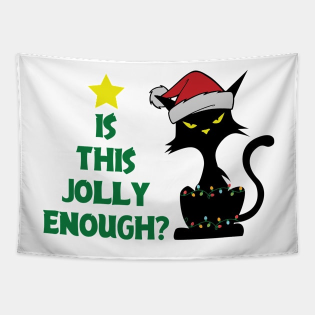 Is this Jolly Enough ? Grumpy Black Cat Tapestry by Bam-the-25th