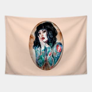 girl with tatoos Tapestry