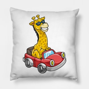 Cool giraffe is driving in a small car Pillow