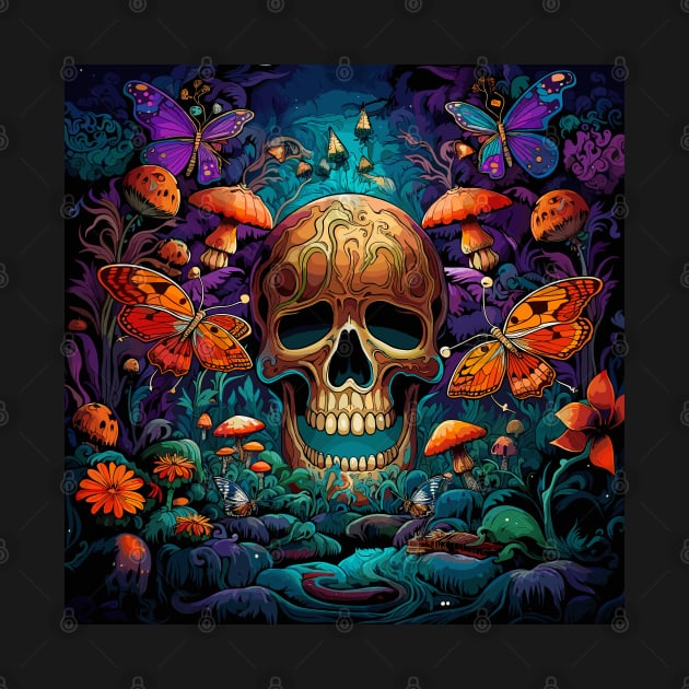 Psychedelic Butterfly Skull scape by MushMagicWear