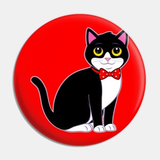 Tuxedo Cat in a Bow Tie Pin