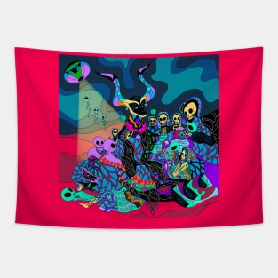 the business of the devil with witches ecopop goya remix with horror aliens tpween2022 Tapestry