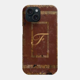 Grunge Leather Look Book Cover Personalised Initial F Phone Case