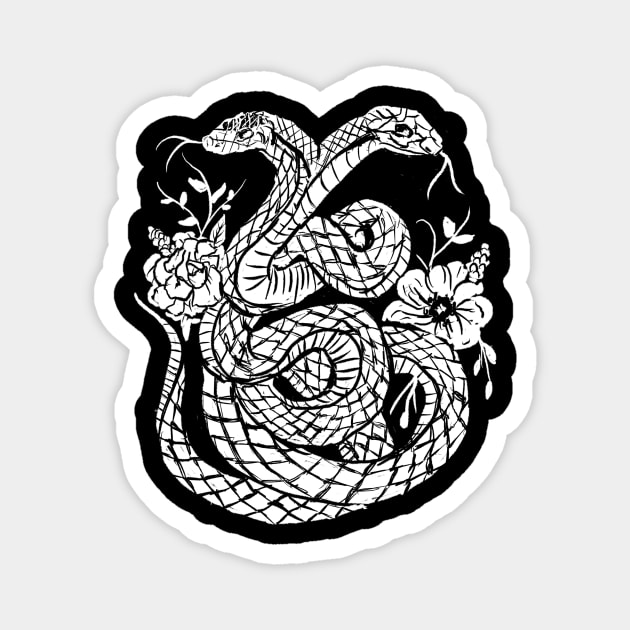 Two Headed Snake, Serpent, Gothic, Witchy, Punk Magnet by LunaElizabeth