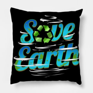 Save Earth With Recycle Logo And Clouds For Earth Day Pillow