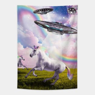 UFO Abducting Unicorn Tapestry