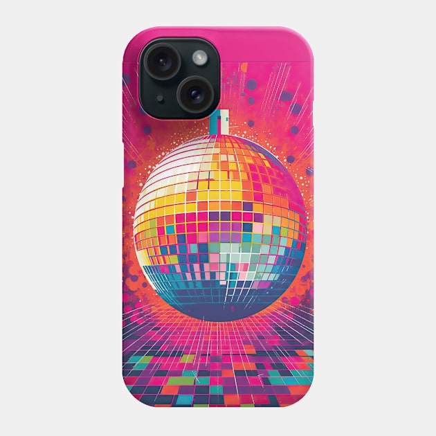 Retro Disco Ball in Pink - Trendy 80s Style T-Shirt Design Phone Case by laverdeden