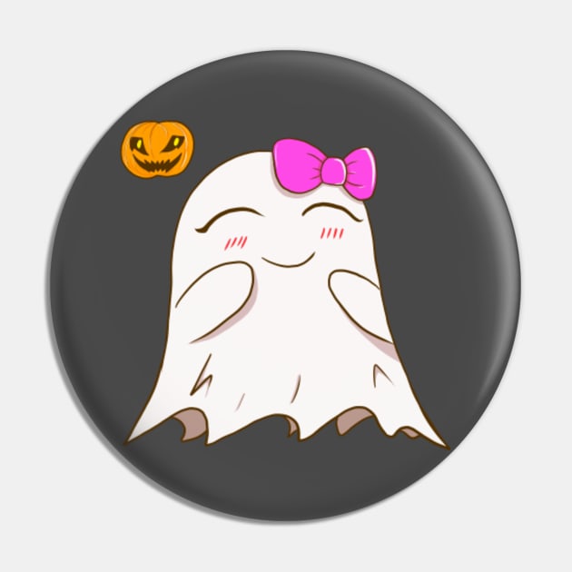 HALLOWEEN CUTE GHOST GIRL - Halloween - Pin | TeePublic