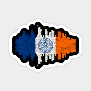 New York City Flag Skyline Vintage Retro Magnet