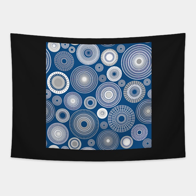 white circles on classic blue Tapestry by colorofmagic