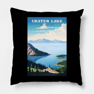 Crater Lake National Park Travel Poster Pillow