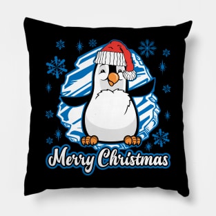 Merry Christmas Penguin Pillow
