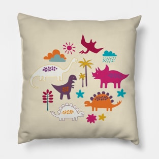 Dinosaur Land - Sunshine Brights - cute Dino design by Cecca Designs Pillow