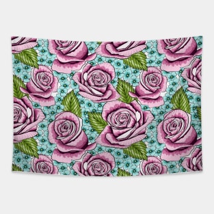 Roses And Hydrangea Pattern Tapestry