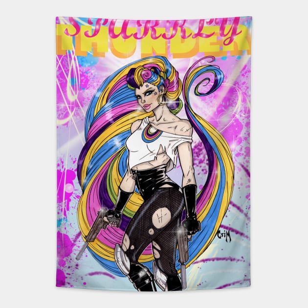 SPARKLY THUNDER Tapestry by Crimzonartz