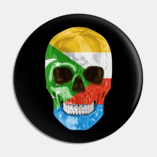 Comoros Flag Skull - Gift for Comoran With Roots From Comoros Pin