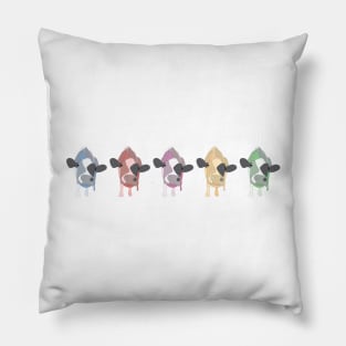 Colorful cows in a line Pillow