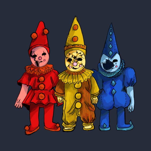 evil porcelain clowns by bhramarii