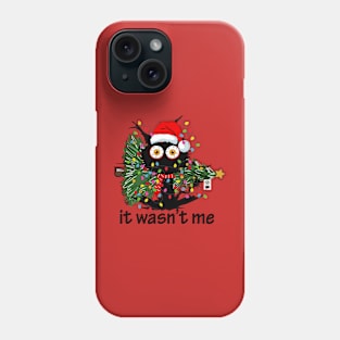 It Wasn't Me Funny Saying Christmas Tree And Cat Xmas Gift Phone Case