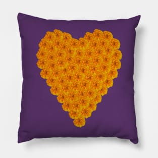 Floral Heart of Marigolds with Back Print Pillow