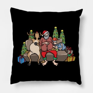 Foodie Gifts Food Coma Funny Christmas Pun Santa Claus Pillow