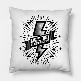 Beware Of Electricity Retro Vintage v2 Pillow