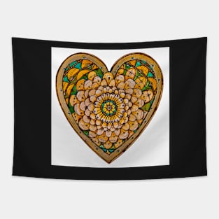 Wooden Heart In Bloom Tapestry