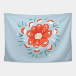 Whimsical Red Flower Tapestry