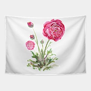 red Ranunculus watercolor Tapestry