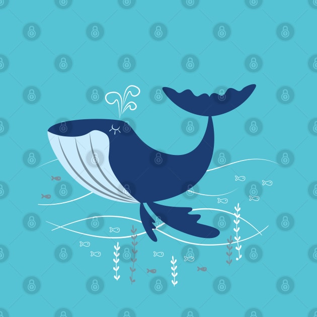 Vintage Blue Whale by aglomeradesign