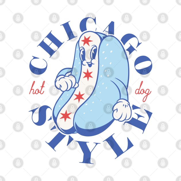 Chicago Style Hot Dog Flag | Glizzy Traditional Specific Signature Food Famous No Ketchup Chicago Flag Dog | Chicago Illinois State South Side South Suburbs Depression Sandwich Anthropomorphic Mascot by anycolordesigns