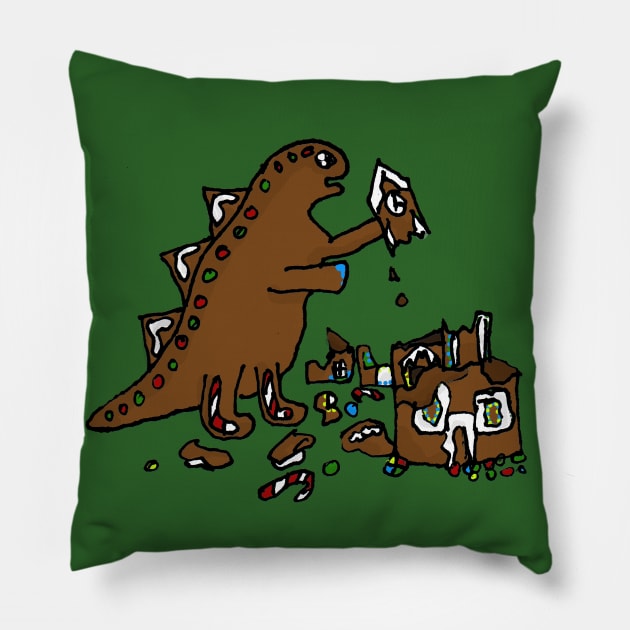 Gingerbread Godzilla Pillow by Dbaudrillier