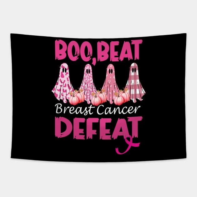 Boo, Beat, Breast cancer defeat, breast cancer awareness halloween Tapestry by AlmaDesigns