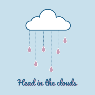 Head in the clouds baby blue cute cloud rain hearts T-Shirt