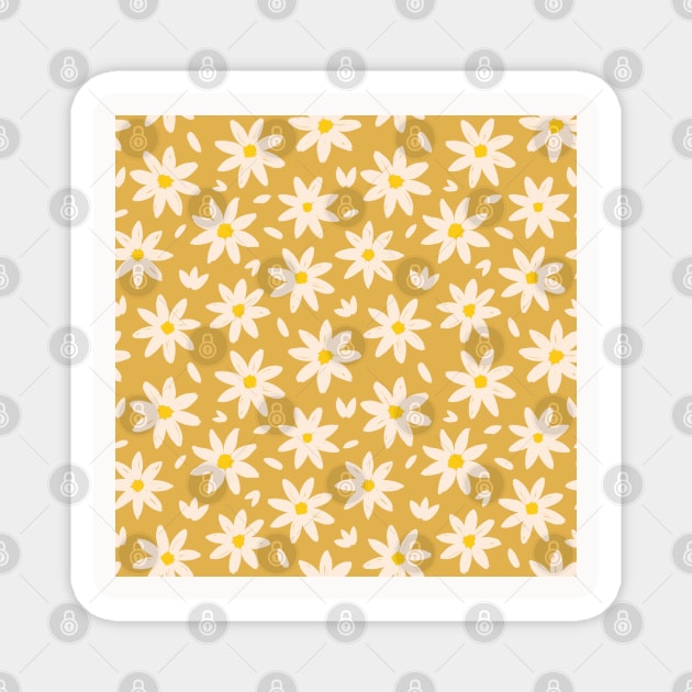 Yellow Pastel Floral Daisy Flowers Pattern Magnet by Trippycollage