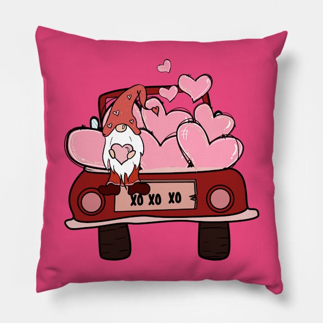 Gnome valentines day Pillow by Crostreet