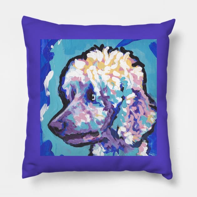 Standard Poodle Dog Bright colorful pop dog art Pillow by bentnotbroken11