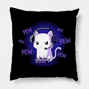 Cute funny cat gaming animal lover quote artwork Pillow