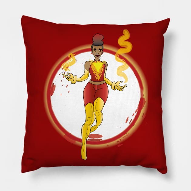 Dark Afro Phoenix Pillow by NerdyxWoke by FOXY